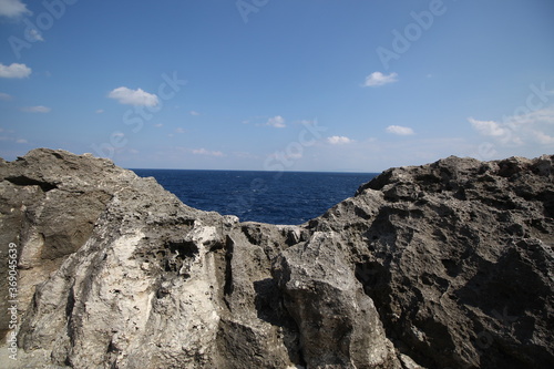 Beautiful landscape of rocks and sea, Cape Zanpa, Okinawa, Japan, Asia