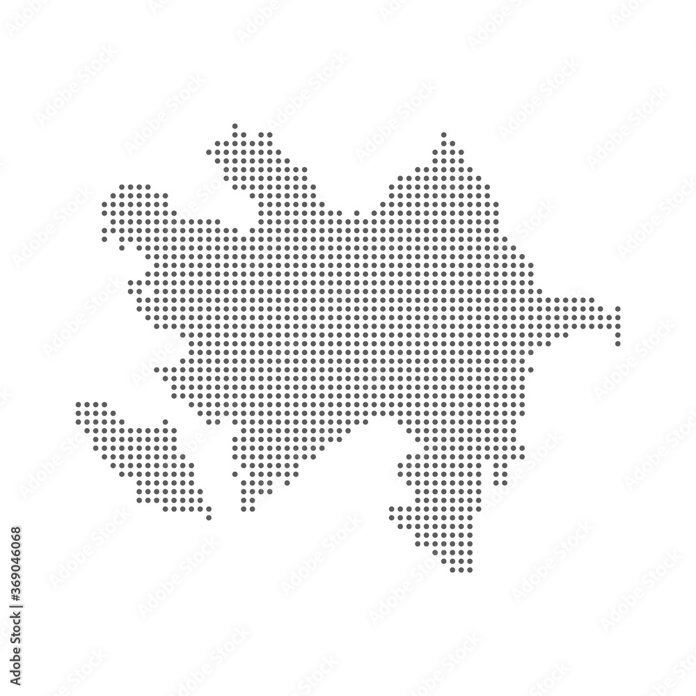 Dotted polka dot pixel particle map of Azerbaijan