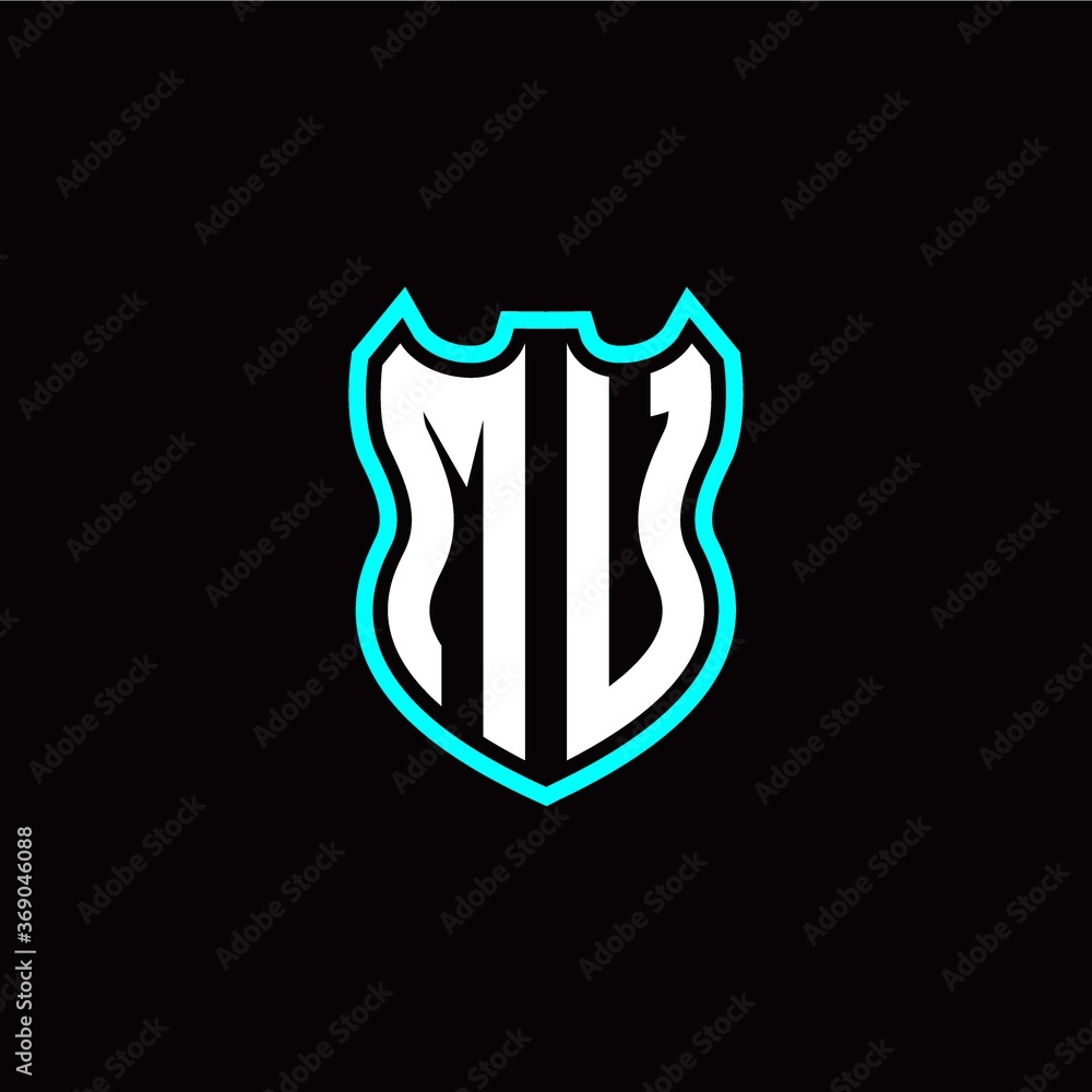 M U initial logo design with shield shape M U initial logo design with shield shape