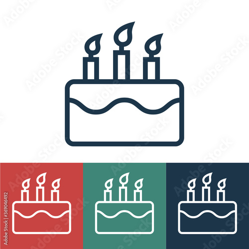 Linear vector icon with birthday cake