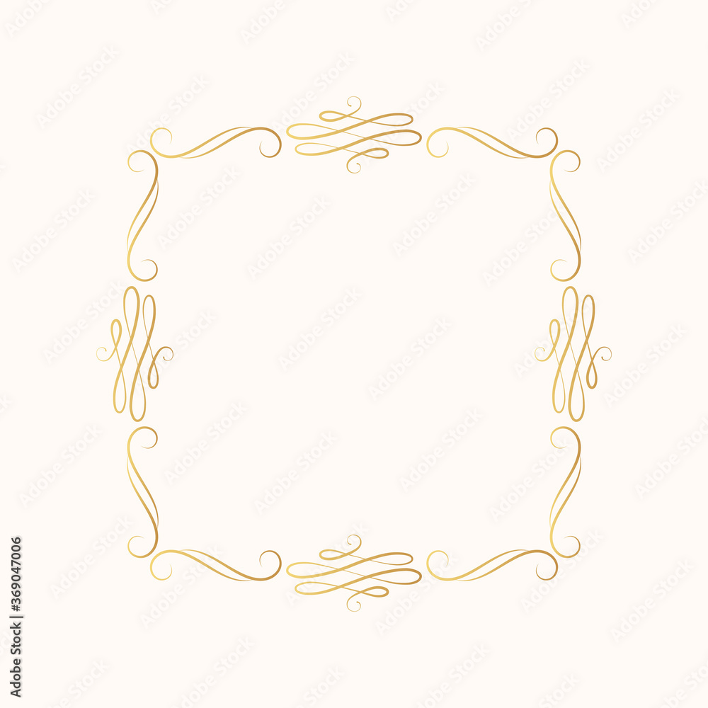 Hand drawn golden royal swirl border in victorian style. Vector isolated vintage ornate frame. Calligraphic gold scrolls for invitation card. Hand drawn golden royal swirl border in victorian style. Vector isolated vintage ornate frame. Calligraphic gold scrolls for invitation card.