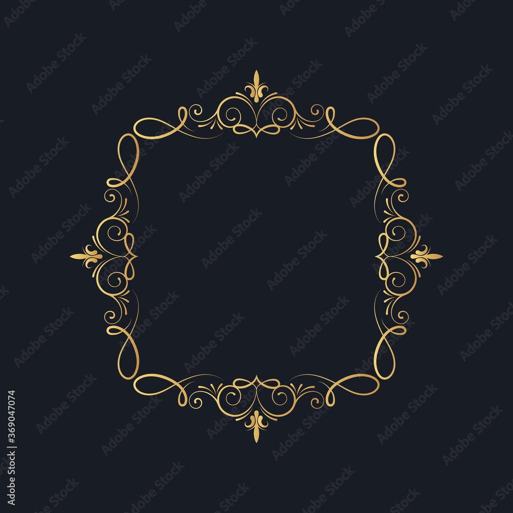 Hand drawn golden ornate swirl border in classic royal style. Vector ...
