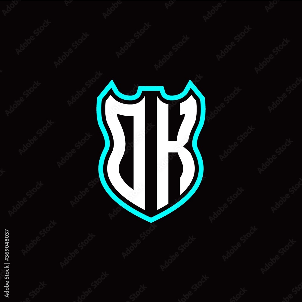 O K initial logo design with shield shape O K initial logo design with shield shape