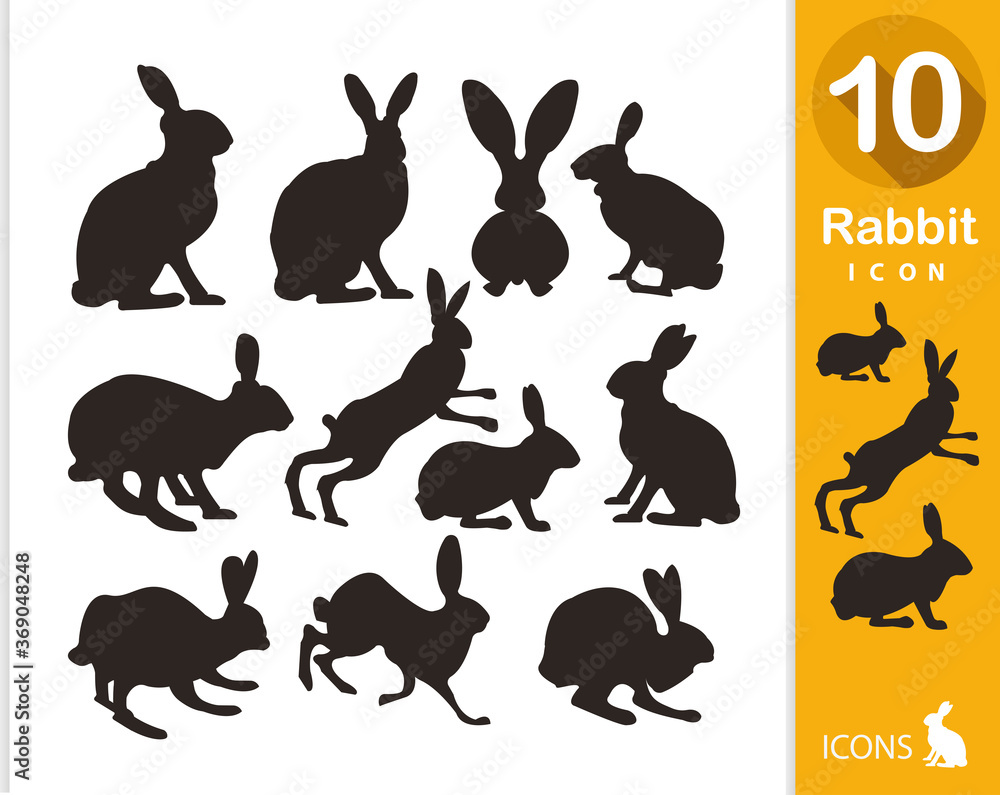 Bunny, rabbit flat icon set Bunny, rabbit flat icon set