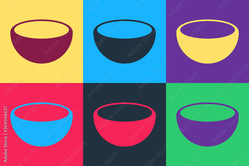 Pop art Bowl icon isolated on color background. Vector.