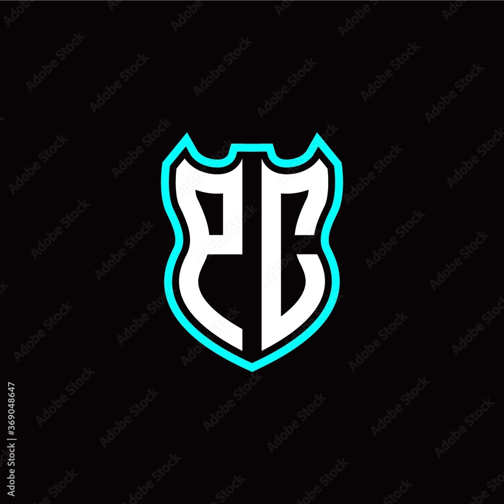 P C initial logo design with shield shape P C initial logo design with shield shape
