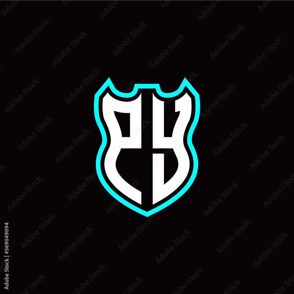 P Y initial logo design with shield shape