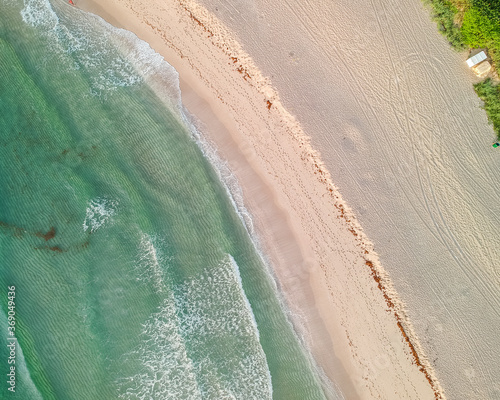 Drone photography of Atlantic Ocean beach in West Palm Beach, Palm Beach County off Singer Island by the Lakeworth Inlet