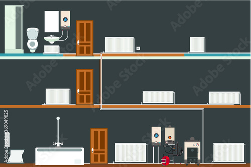 central heating system in black house