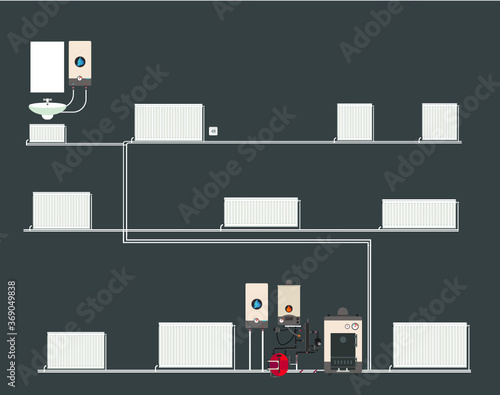 central heating system in black house