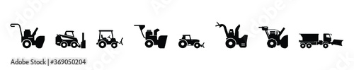 Snow blowing machine and snow cannon. vector illustration