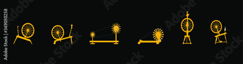 a set of spinning wheel. vector illlustration isolated on black background