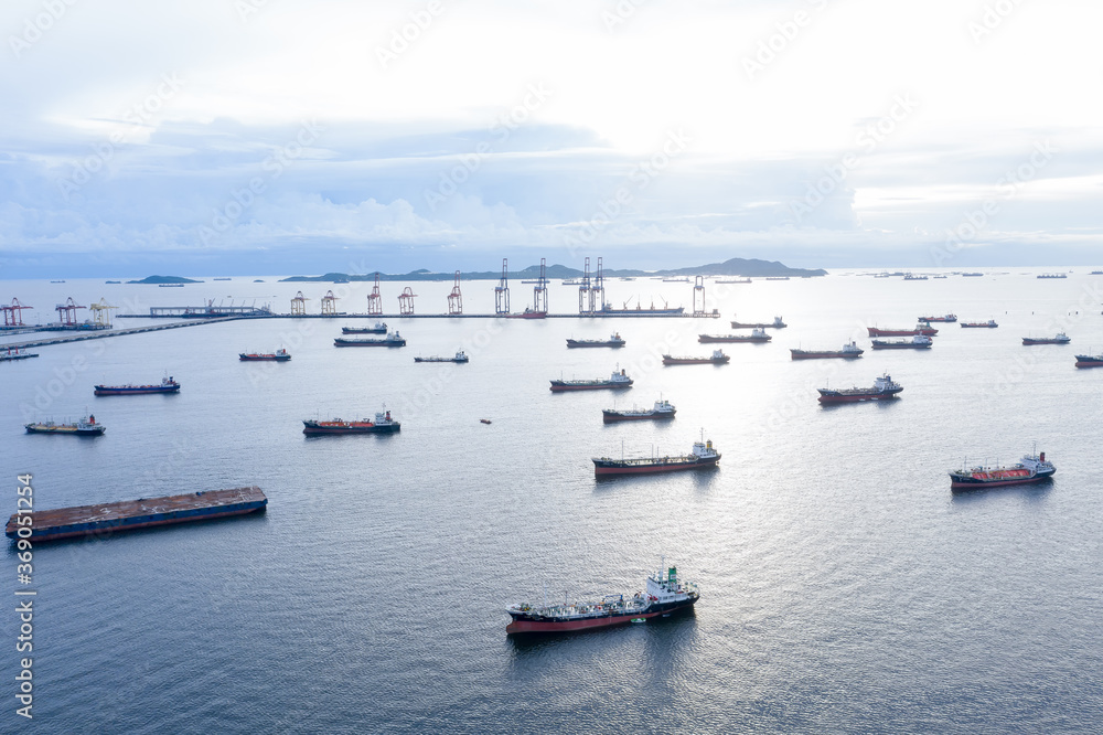 Aerial top view of Oil/Chemical LPG tanker ship Oversea transportation