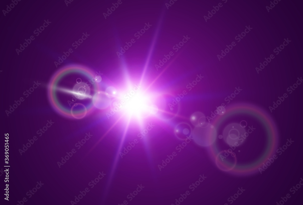 Obraz premium Bright beautiful star.Vector illustration of a light effect on a transparent background.