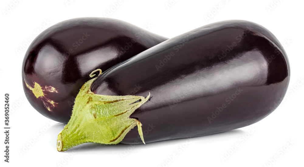 Two fresh and ripe eggplants isolated on white background Two fresh and ripe eggplants isolated on white background