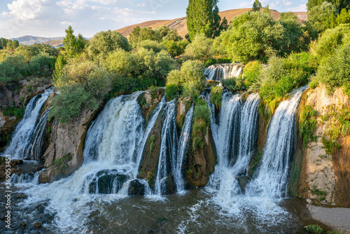 Muradiye waterfall  which is located on the Van - Dogubeyazit highway  a natural wonder often visited by tourists in Van  Turkey