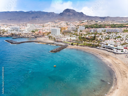 Aerial view with Las Americas beach at Costa Adeje, Tenerife, Canary © Balate Dorin