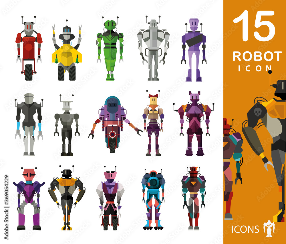Robot set set of 15 quality vector robots Robot set set of 15 quality vector robots