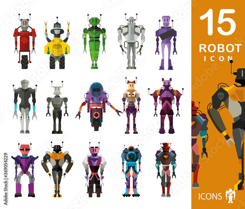 Robot set set of 15 quality vector robots