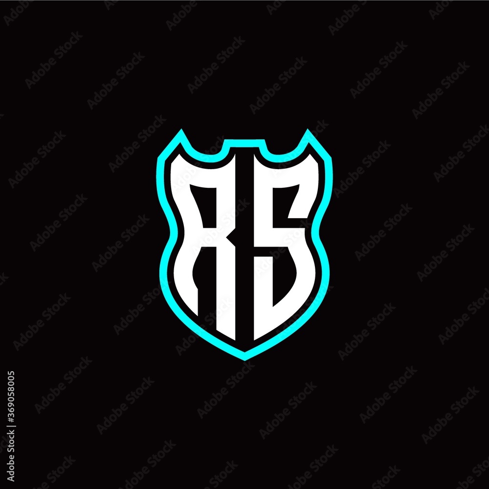 R S initial logo design with shield shape