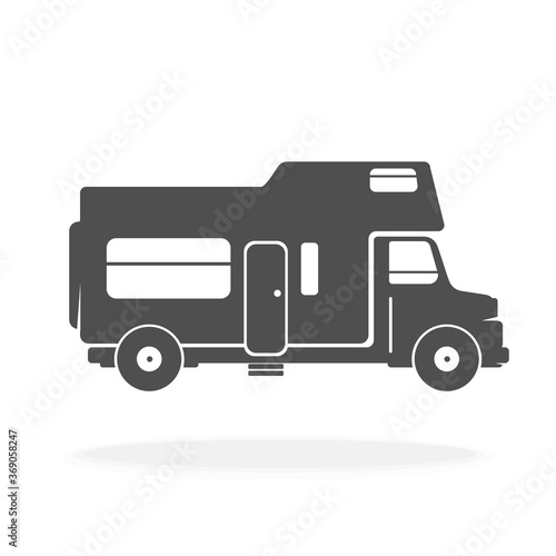 Camper van Motor Home Sign Icon Camping Concept - Vector Illustration.