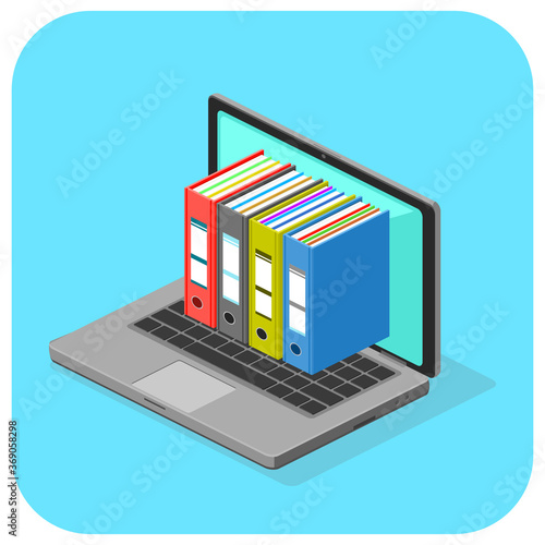 Isometric Computer Database - Vector Icon Illustration.