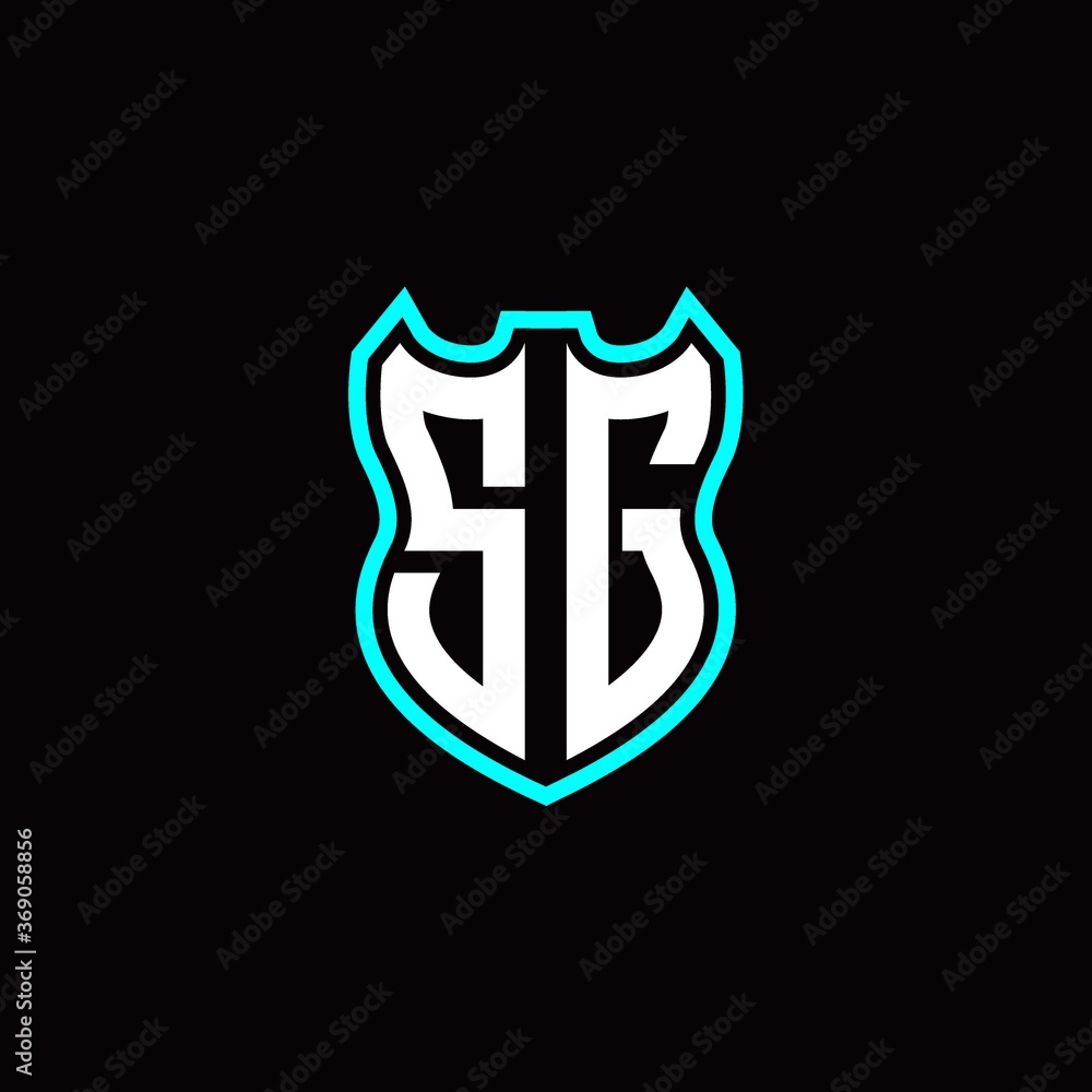 S G initial logo design with shield shape