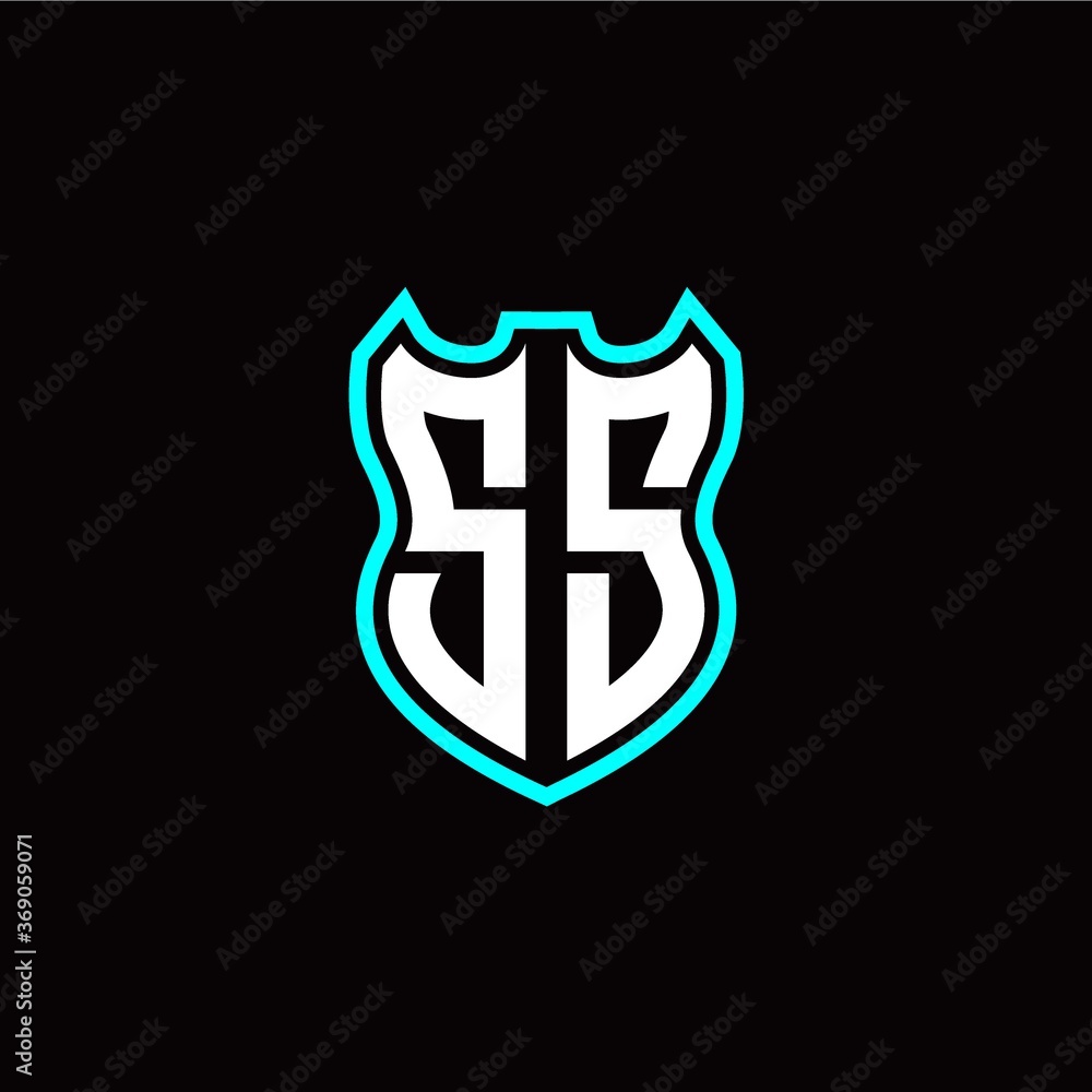 S S initial logo design with shield shape S S initial logo design with shield shape