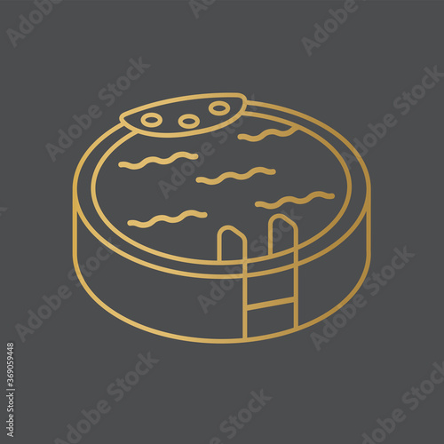golden hot jacuzzi tub icon- vector illustration