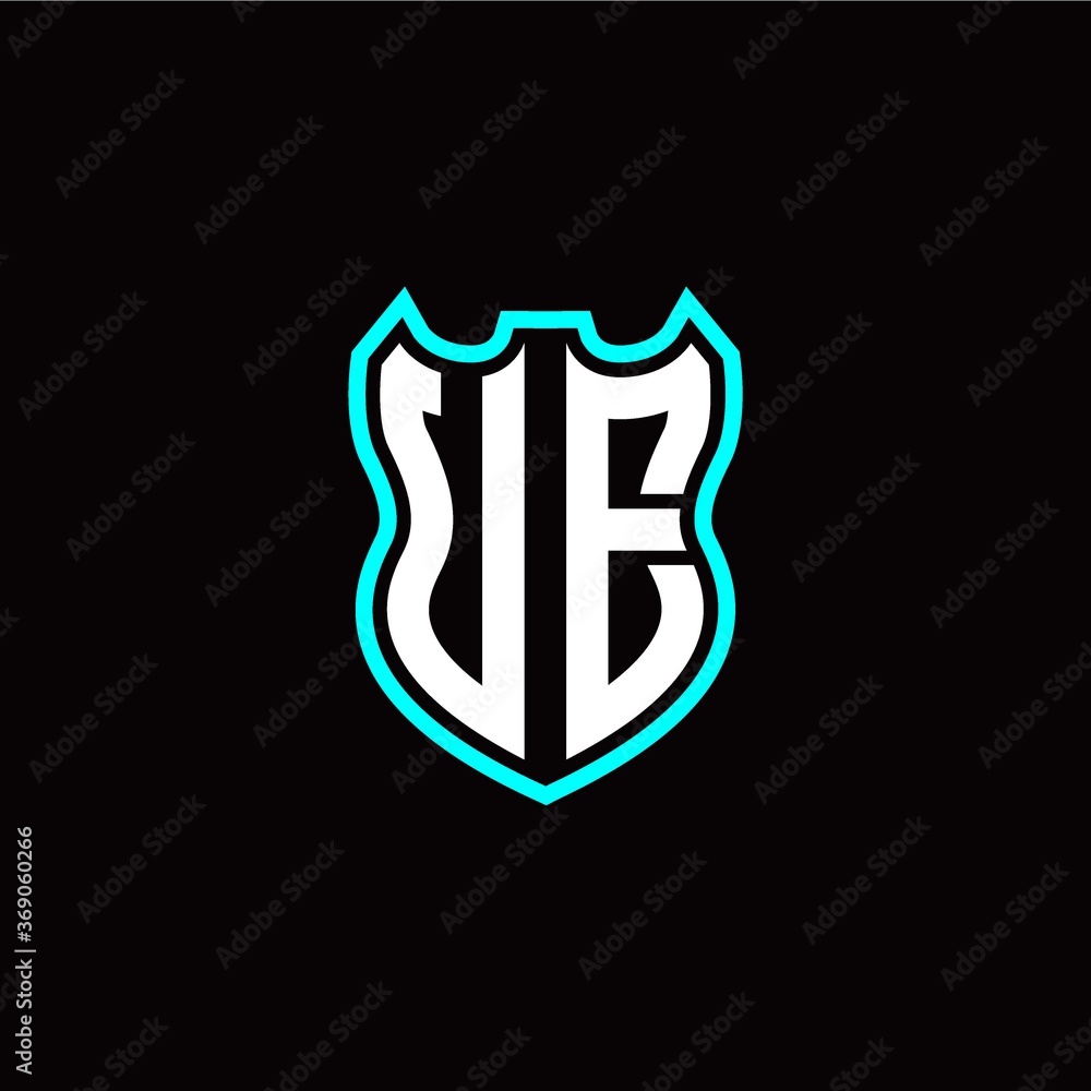 U E initial logo design with shield shape U E initial logo design with shield shape