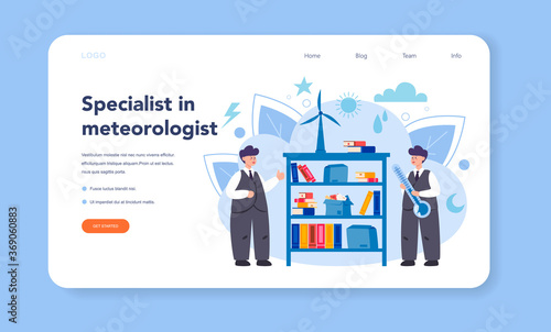 Meteorologist web banner or landing page. Weather forecaster