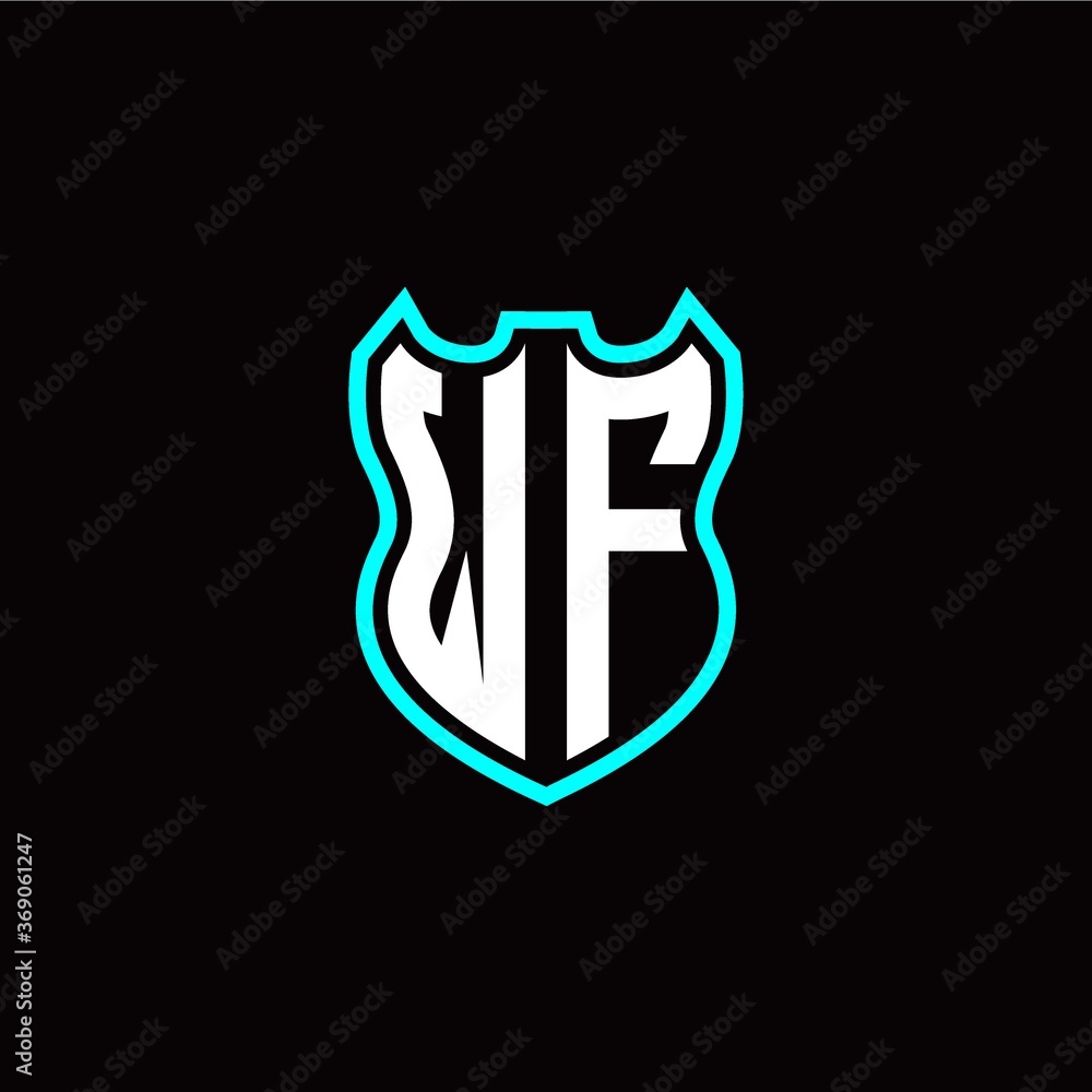 W F initial logo design with shield shape W F initial logo design with shield shape