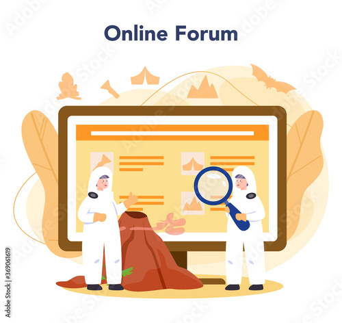 Volcanologist online service or platform. Geologist studying