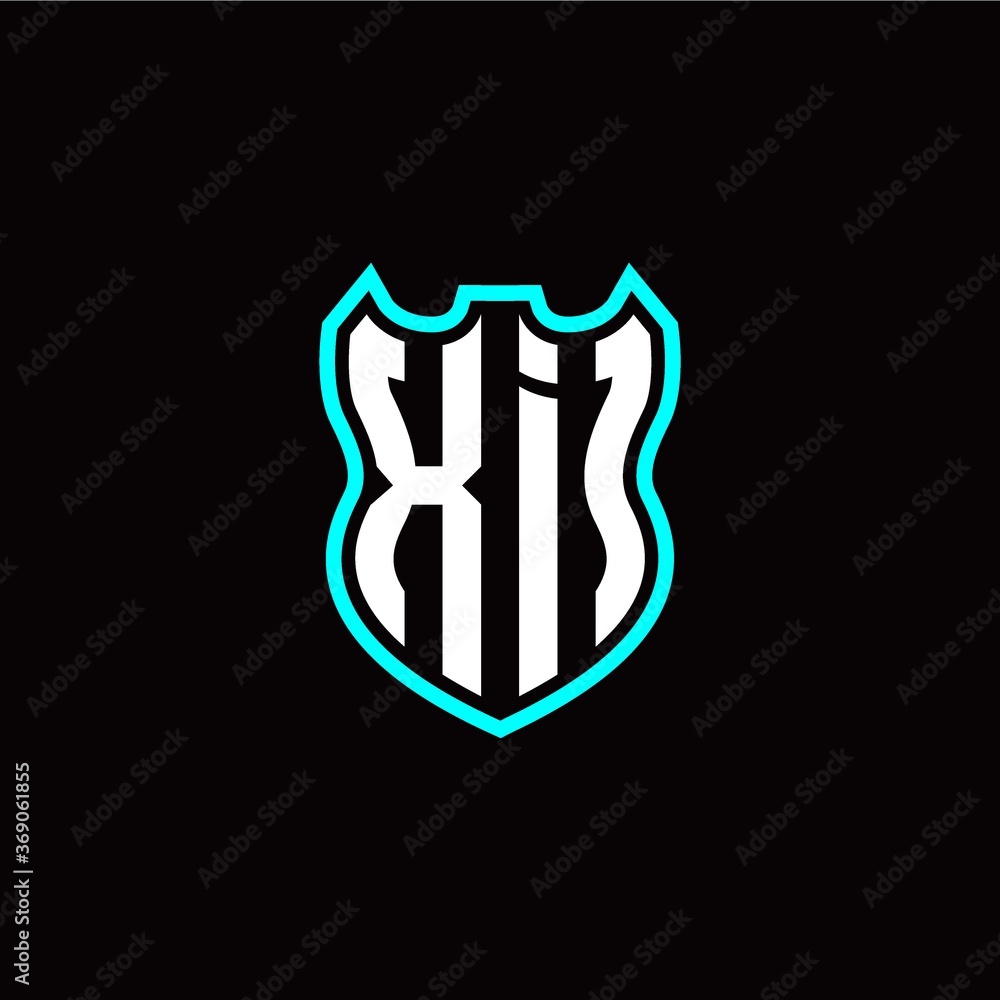 X I initial logo design with shield shape X I initial logo design with shield shape
