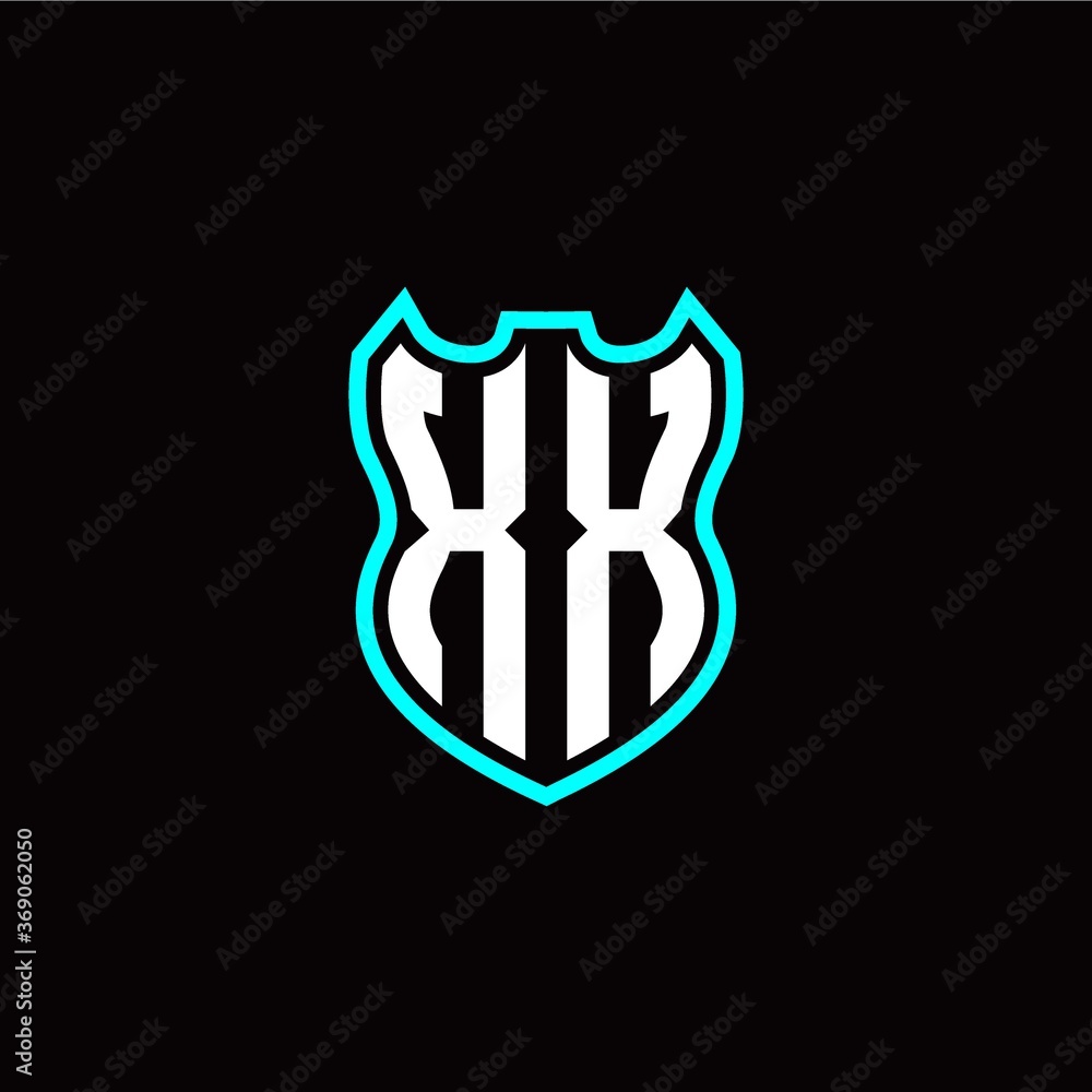 X X initial logo design with shield shape X X initial logo design with shield shape