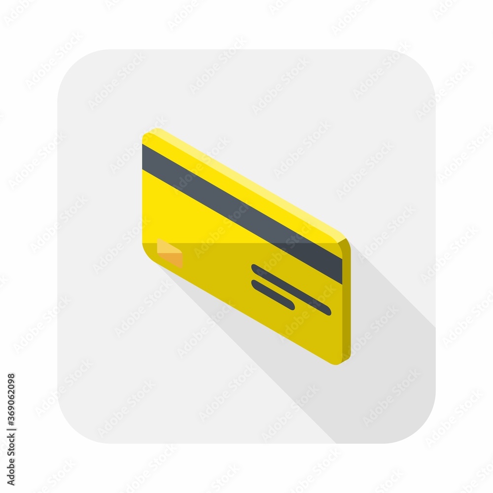 Credit card Yellow left view icon vector isometric. Credit card Yellow left view icon vector isometric.