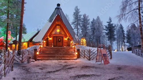 Bild auf Leinwand Santa Claus Village, Rovaniemi, Finland, Lapland, Lapponia, Finlandia, Arctic Ci