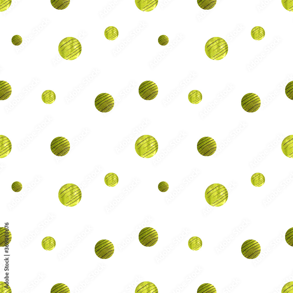 Seamless pattern with painted polka dot. Hand drawn illustration