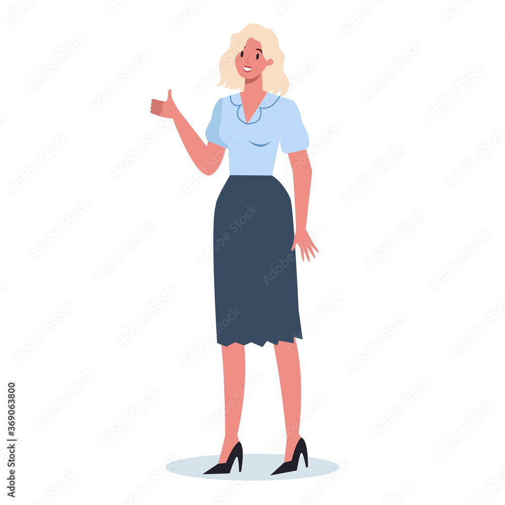 Business character showing a sign of OK. Female employee Business character showing a sign of OK. Female employee