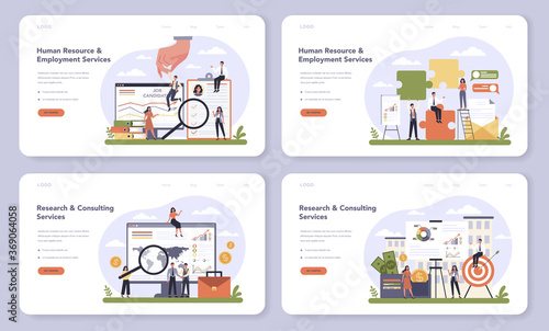 Professional services sector of the economy web banner or landing