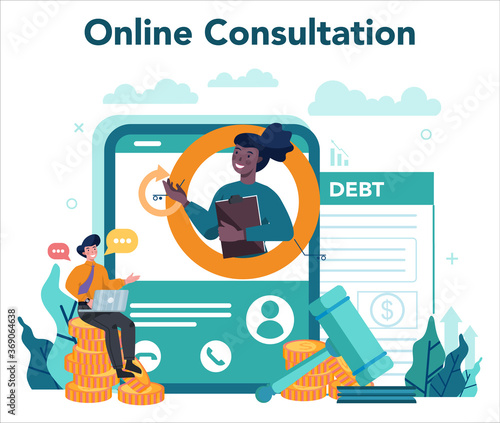 Debt collector online service or platform. Pursuing payment of debt
