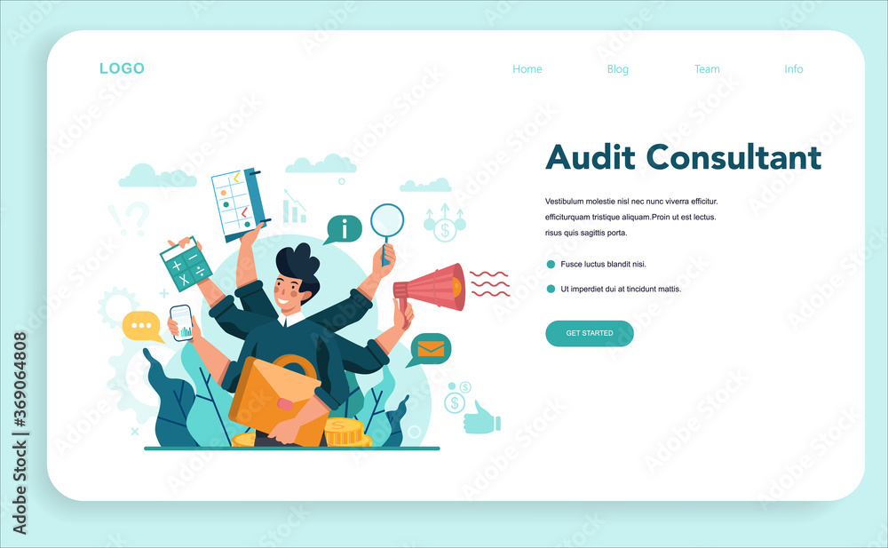 Audit web banner or landing page. Business operation research Audit web banner or landing page. Business operation research