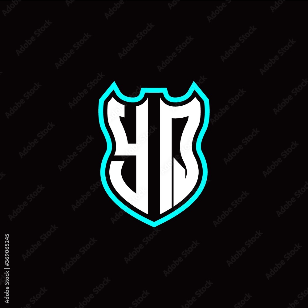 Y Q initial logo design with shield shape Y Q initial logo design with shield shape
