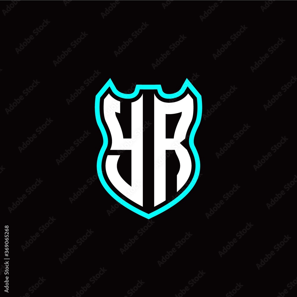 Y R initial logo design with shield shape Y R initial logo design with shield shape