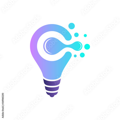 Bulb letter C logo concept, simple gradient colors logo style