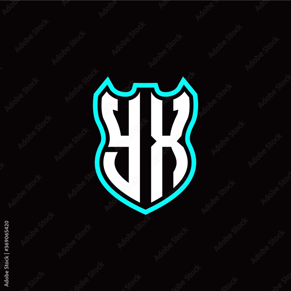 Y X initial logo design with shield shape Y X initial logo design with shield shape
