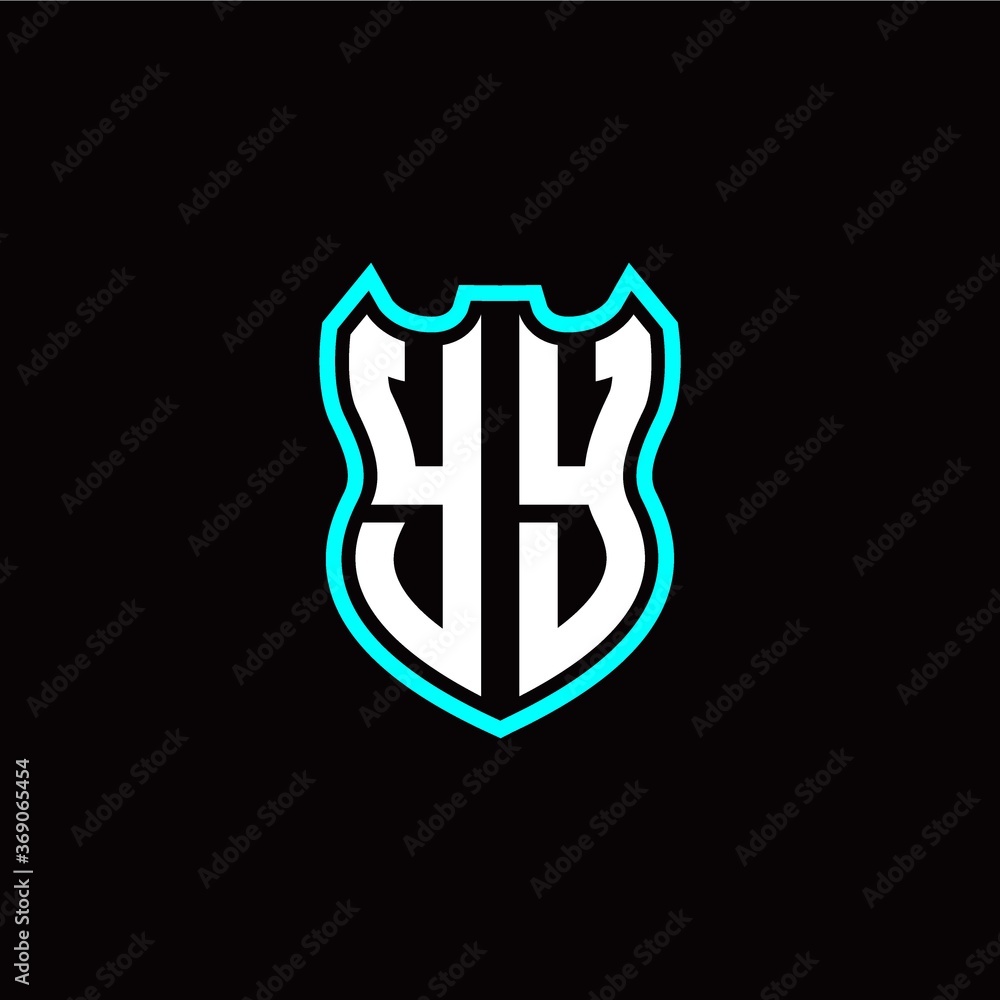 Y Y initial logo design with shield shape Y Y initial logo design with shield shape
