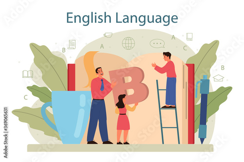 English class concept. Study foreign languages in school or university.