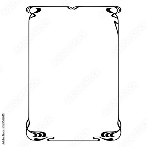 Ornate black framework. Art Nouveau style of 1920s. A3, A4 page size. 