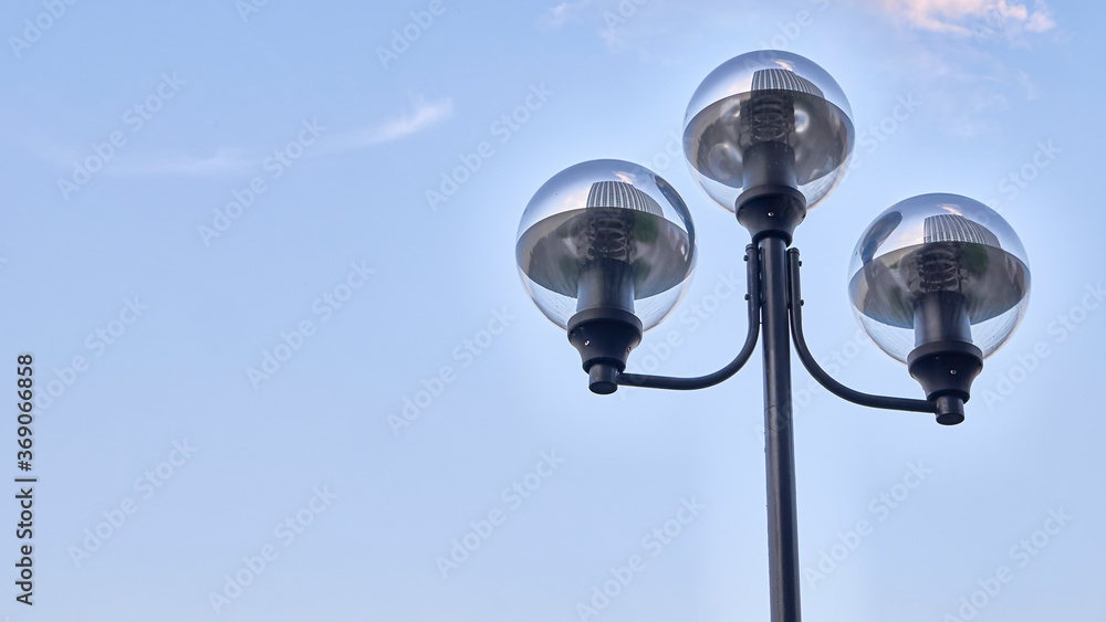 modern street lighting lanterns. color nature. general plan